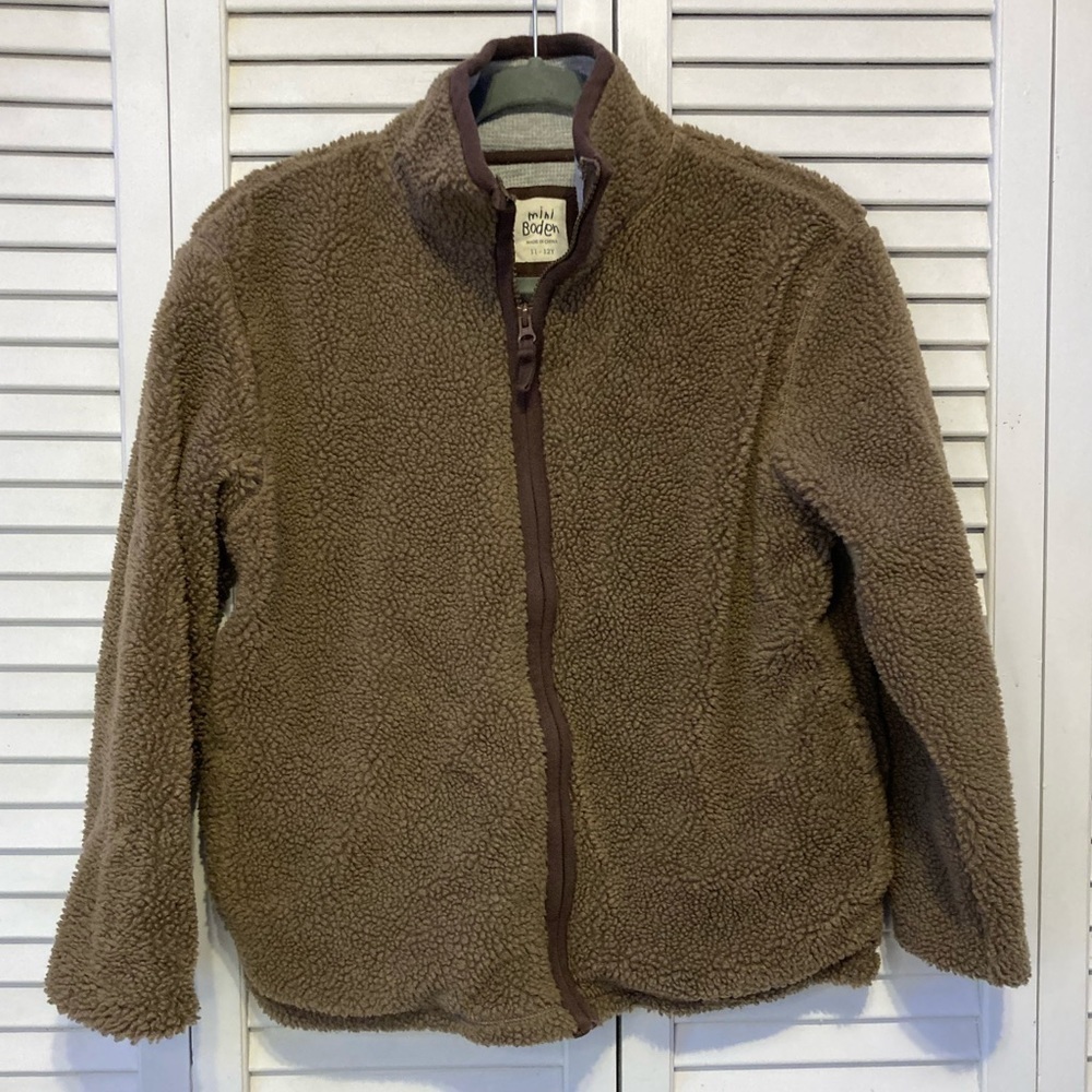 Mini Boden Brown Fleece Heavy Jacket Size 10-12 Years